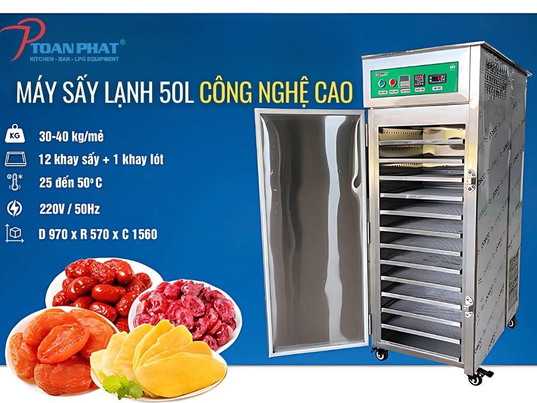 MÁY SẤY LẠNH 50 LÍT CHẤT LƯỢNG CAO 3 Thông số kỹ thuật máy sấy lạnh 50L Toàn Phát