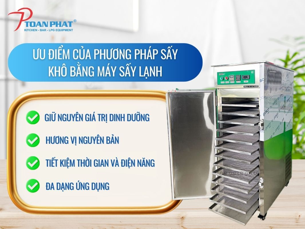 MÁY SẤY LẠNH THỰC PHẨM CHUYÊN DỤNG 100 LÍT 7 5 Ưu điểm Máy sấy lạnh 50L Toàn Phát sản xuất