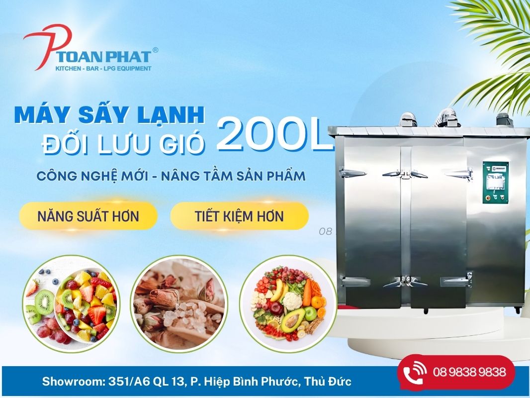 MÁY SẤY LẠNH CÔNG NGHIỆP DUNG TÍCH LỚN 200 LÍT 2 Máy sấy lạnh công nghiệp dung tích lớn 200L do Toàn Phát sản xuất