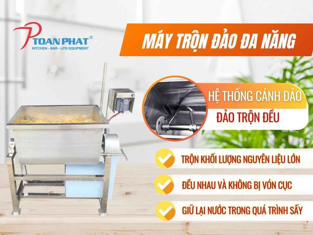 MÁY TRỘN BÁNH TRÁNG DUNG TÍCH LỚN 8 Cánh trộn bền bỉ trộn được số lượng lớn bánh tráng