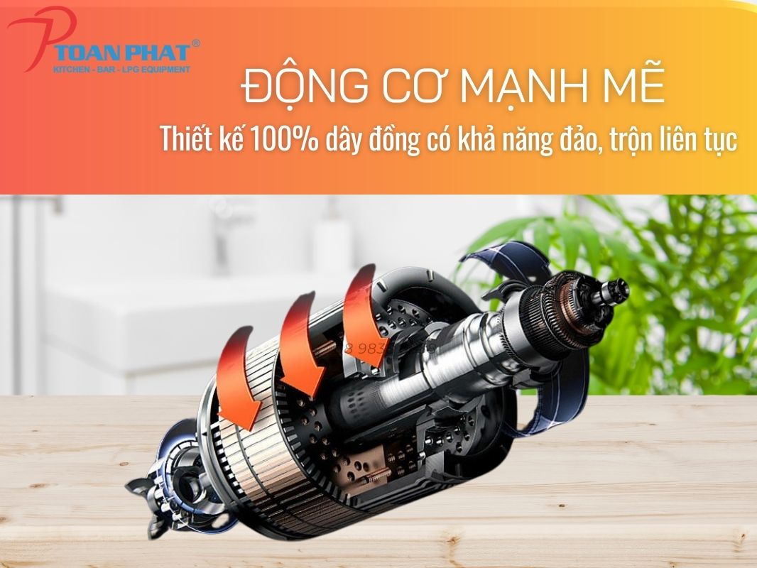 MÁY TRỘN BÁNH TRÁNG DUNG TÍCH LỚN 9 Động cơ mạnh mẽ với dây đồng lõi thép