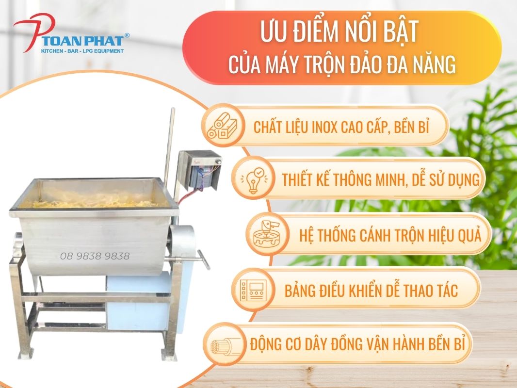 MÁY TRỘN BÁNH TRÁNG DUNG TÍCH LỚN 6 Ưu điểm Máy trộn bánh tráng dung tích lớn Toàn Phát