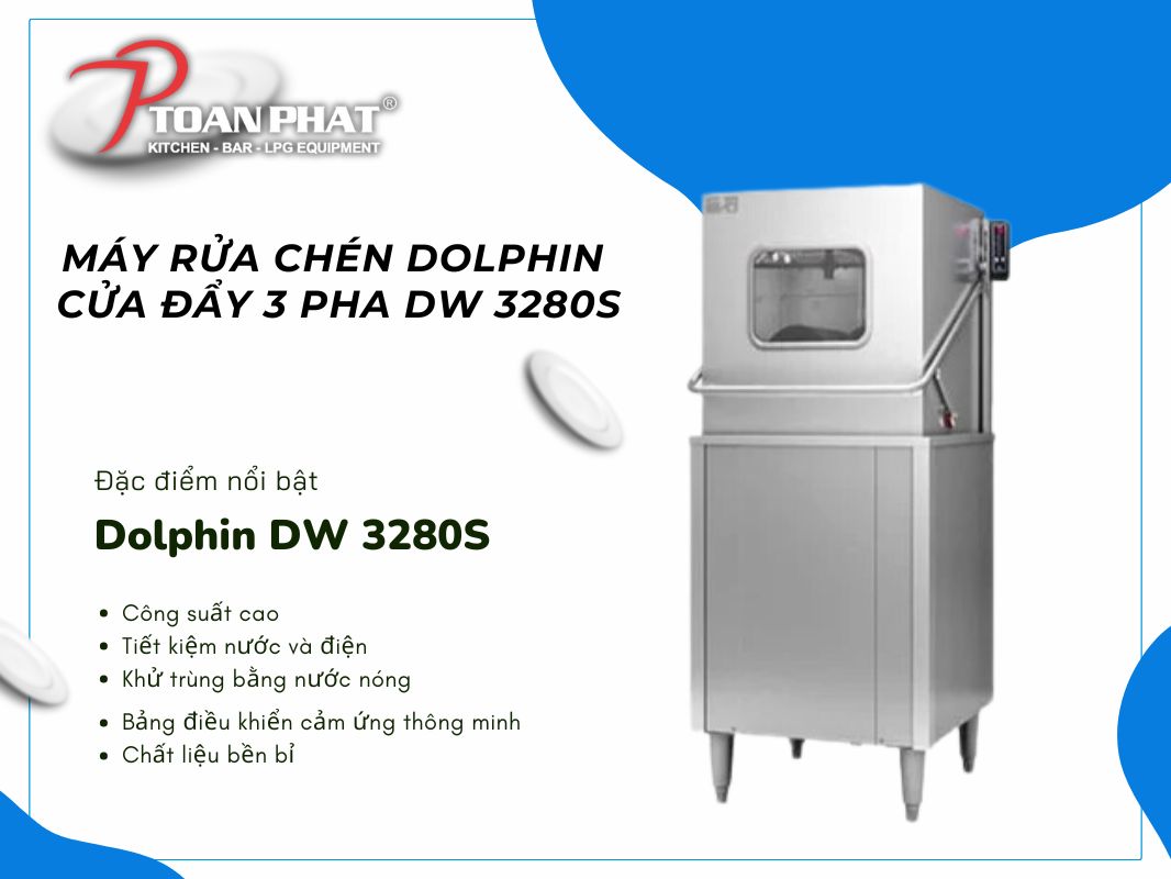 Máy rửa chén Dolphin cửa đẩy 3 pha DW 3280S