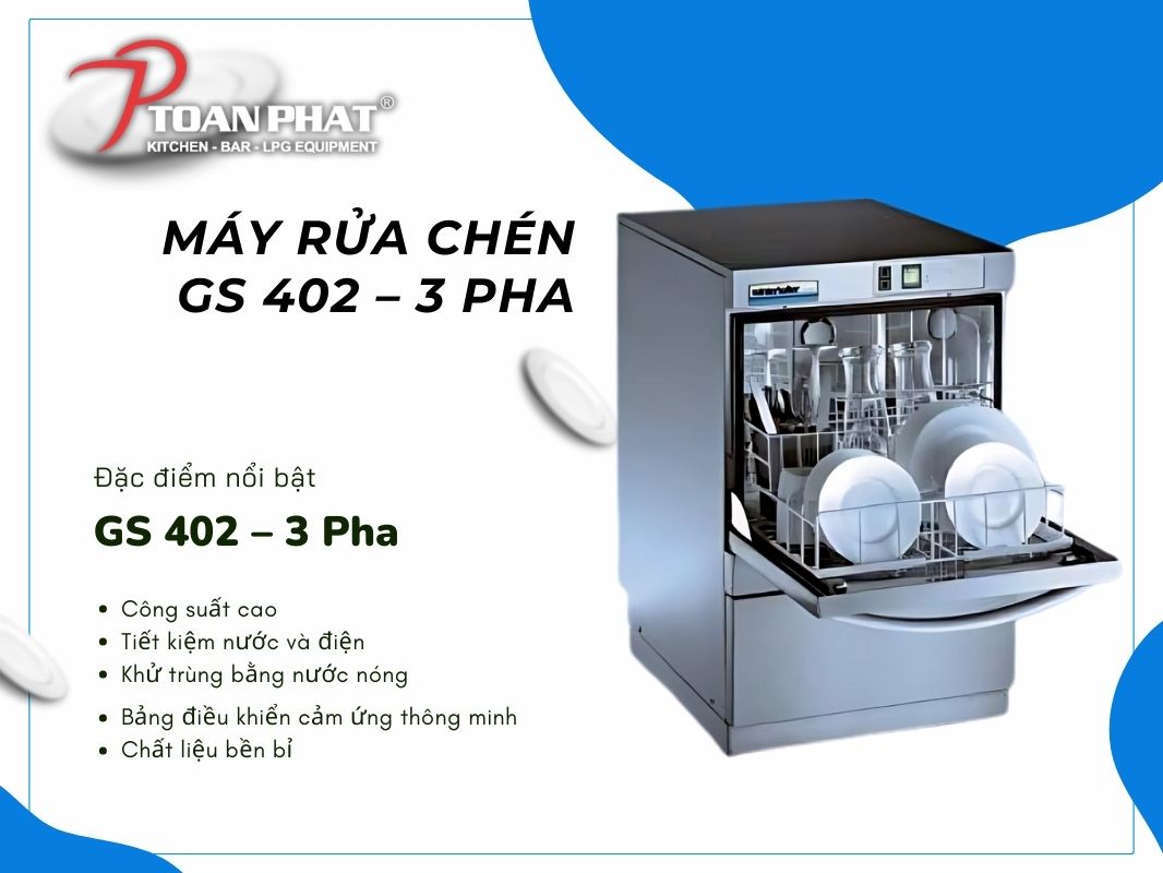 Top 9 máy rửa bát công nghiệp loại nhỏ, mini tốt nhất hiện nay 12 Máy rửa chén GS 402 – 3 Pha