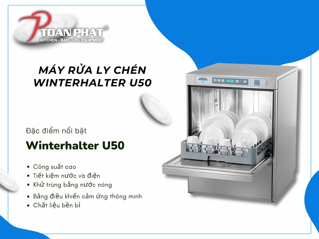 MÁY RỬA LY CHÉN WINTERHALTER U50 8 Máy rửa ly chén Winterhalter U50