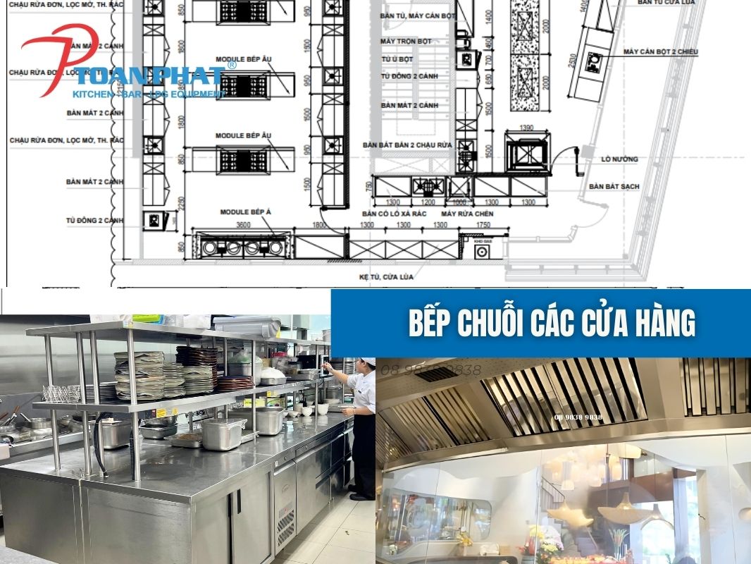 Thiết kế bếp công nghiệp: Mọi thông tin quý khách cần phải biết trước khi làm 6 Mô hình bếp chuỗi các cửa hàng