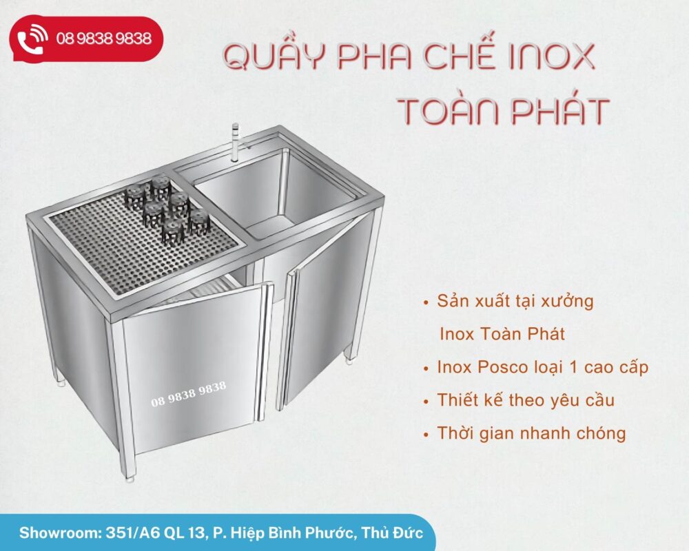 QUẦY PHA CHẾ INOX SẢN XUẤT THEO YÊU CẦU 3 Quầy pha chế Inox Toàn Phát