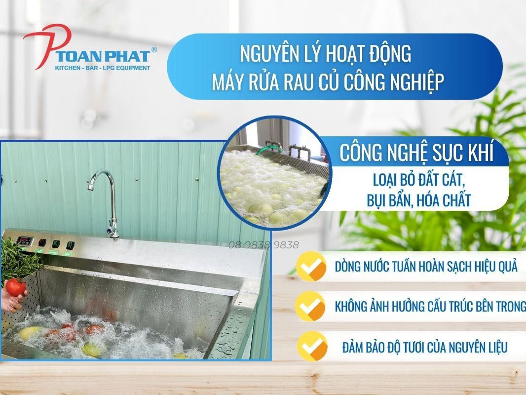 MÁY RỬA RAU CỦ CÔNG NGHIỆP 4 Nguyên lý hoạt động của máy rửa rau củ công nghiệp