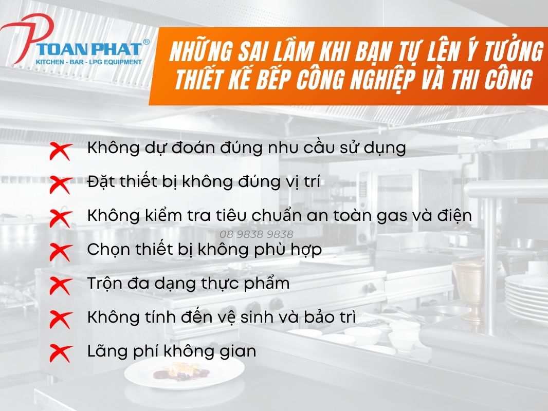 Thiết kế bếp công nghiệp: Mọi thông tin quý khách cần phải biết trước khi làm 15 Những sai lầm khi bạn tự lên ý tưởng thiết kế bếp công nghiệp và thi công