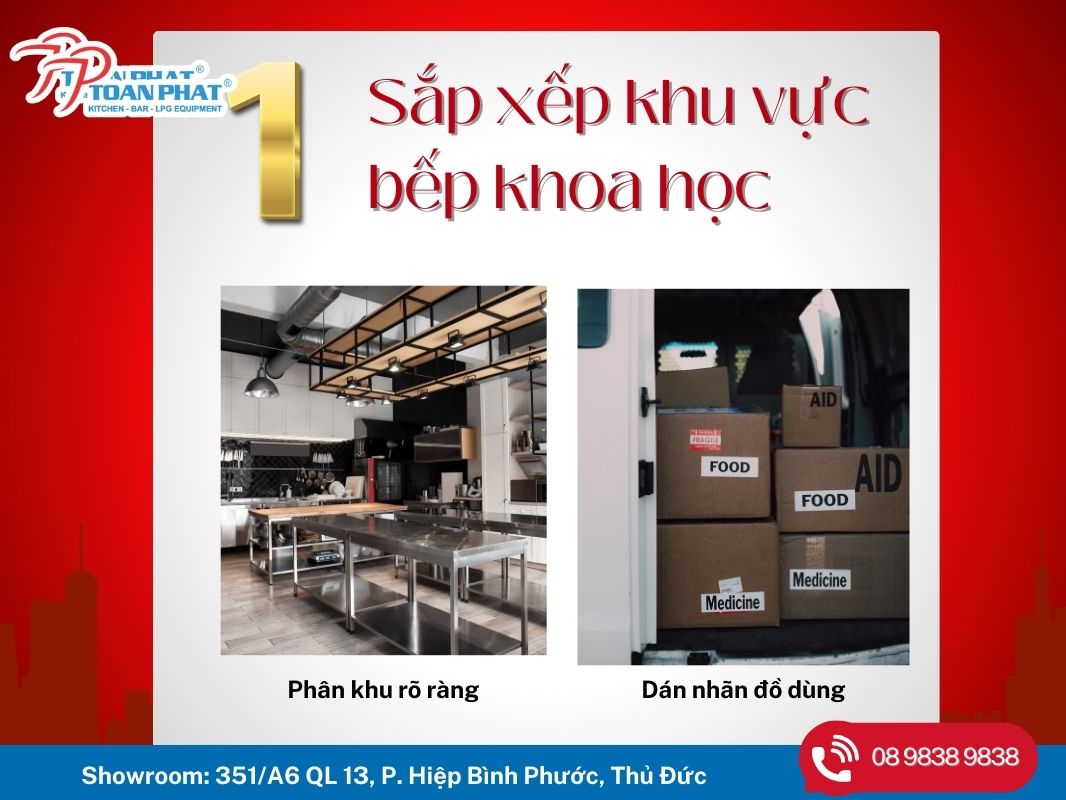 Mẹo vệ sinh bếp sạch gọn ngày Tết cho bếp nhà hàng 2 Sắp xếp khu vực bếp khoa học