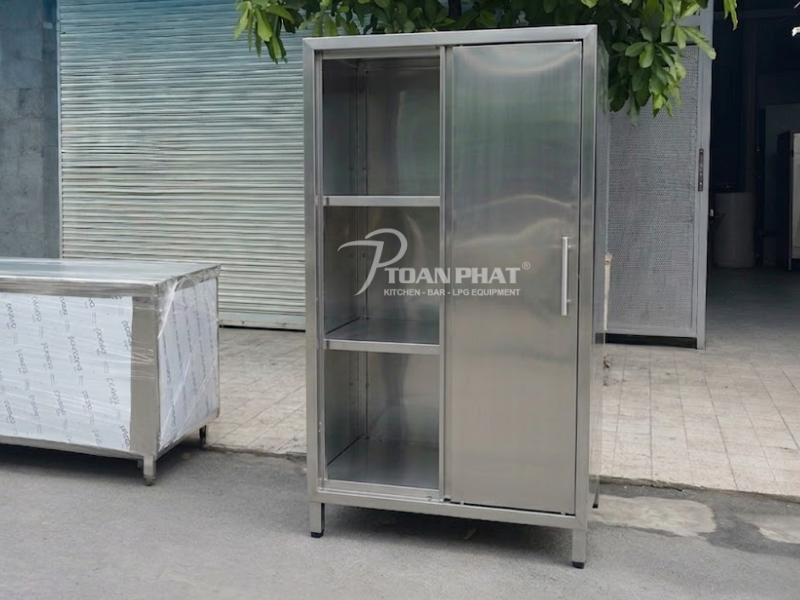 Tủ inox 3 tầng cửa lùa tiện lợi