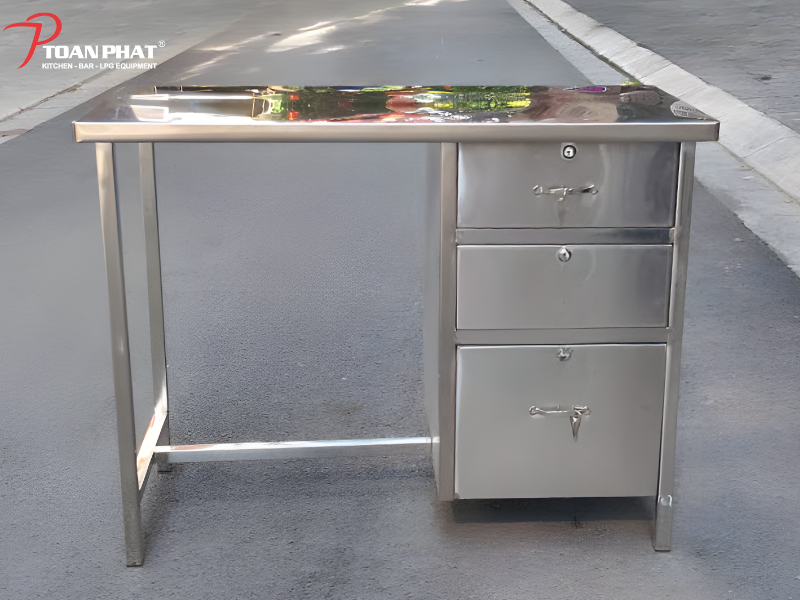 BÀN LÀM VIỆC INOX 304 CÓ 3 HỌC KÉO CAO CẤP 6 Kinh nghiệm chọn mua bàn làm việc inox 304
