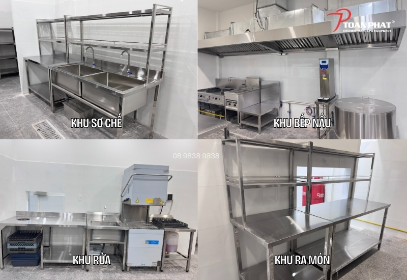Thiết kế bếp nhà hàng dạng phân khu do Toàn Phát thi công cho dự án Minh Ký mì gia