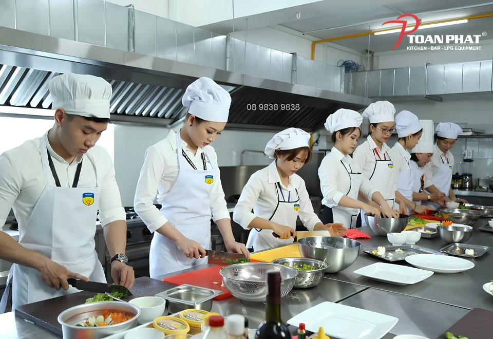Khu bếp thực hành trường ĐH HUTECH
