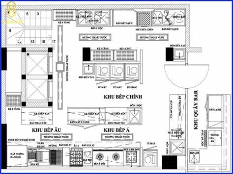 Vai trò và tầm quan trọng của bản vẽ thiết kế bếp ăn công nghiệp 5 Bản vẽ 2D thiết kế bếp công nghiệp trên AutoCAD