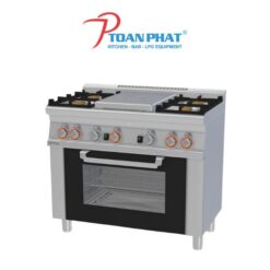 LOTUS BẾP CÔNG NGHIỆP 4 HỌNG KÈM LÒ NƯỚNG ĐIỆN CỬA KÍNH TPF4-610GEM