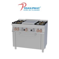 LOTUS BẾP GAS 4 LÒ ĐỐT CÓ LÒ NƯỚNG CỬA THÉP KHÔNG GỈ MODEL TPF4-610G