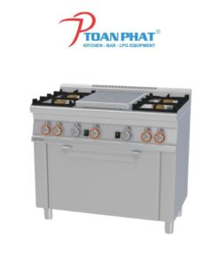 LOTUS BẾP GAS 4 LÒ ĐỐT CÓ LÒ NƯỚNG CỬA THÉP KHÔNG GỈ MODEL TPF4-610G