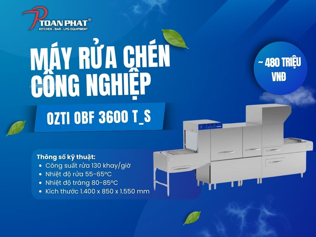 Máy rửa chén công nghiệp loại nào tốt nhất? Top 11 máy đáng mua tốt nhất hiện nay 11 Máy rửa bát công nghiệp băng chuyền OZTI OBF 3600 T_S