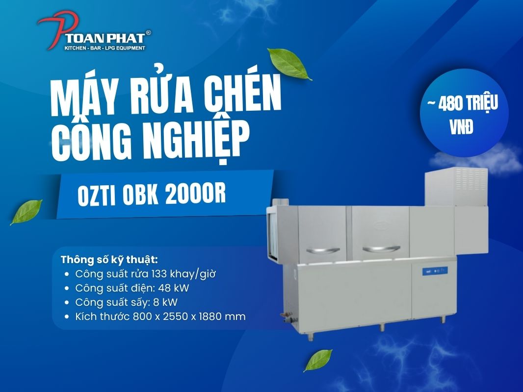 Máy rửa chén công nghiệp loại nào tốt nhất? Top 11 máy đáng mua tốt nhất hiện nay 12 Máy rửa chén băng chuyền OZTI OBK 2000R