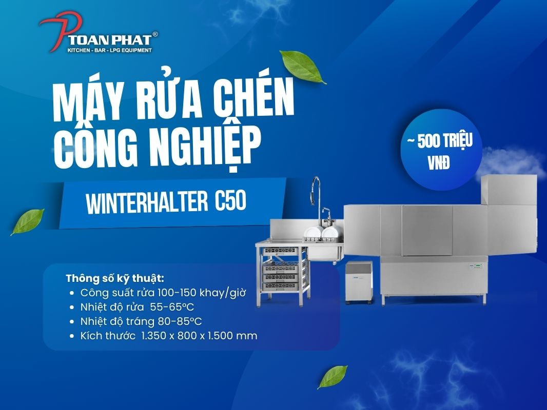 Máy rửa chén công nghiệp loại nào tốt nhất? Top 11 máy đáng mua tốt nhất hiện nay 8 Máy rửa chén băng tải WINTERHALTER C50