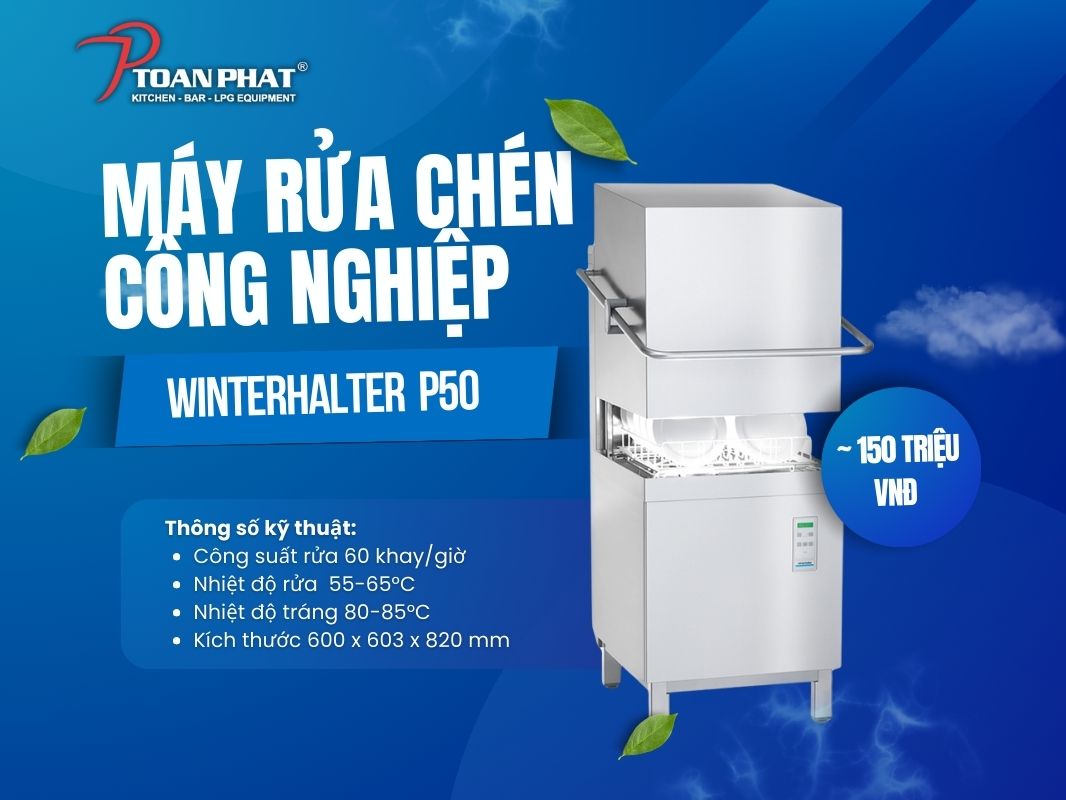 Máy rửa chén công nghiệp loại nào tốt nhất? Top 11 máy đáng mua tốt nhất hiện nay 6 Máy rửa chén công nghiệp WINTERHALTER P50