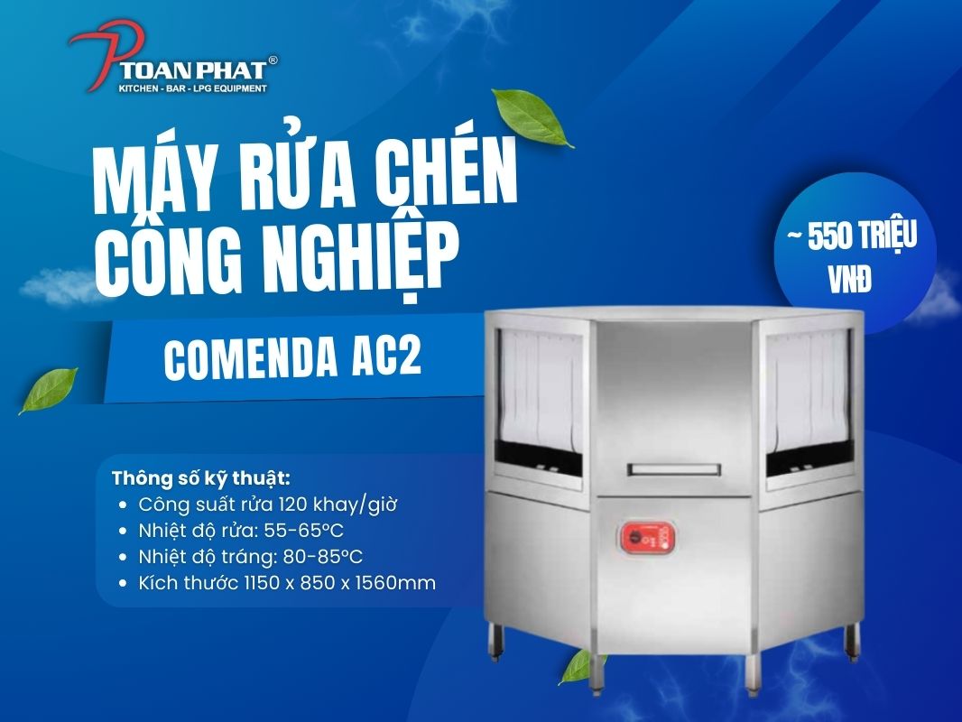 Máy rửa chén công nghiệp loại nào tốt nhất? Top 11 máy đáng mua tốt nhất hiện nay 15 Máy rửa chén công nghiệp băng chuyền COMENDA AC2