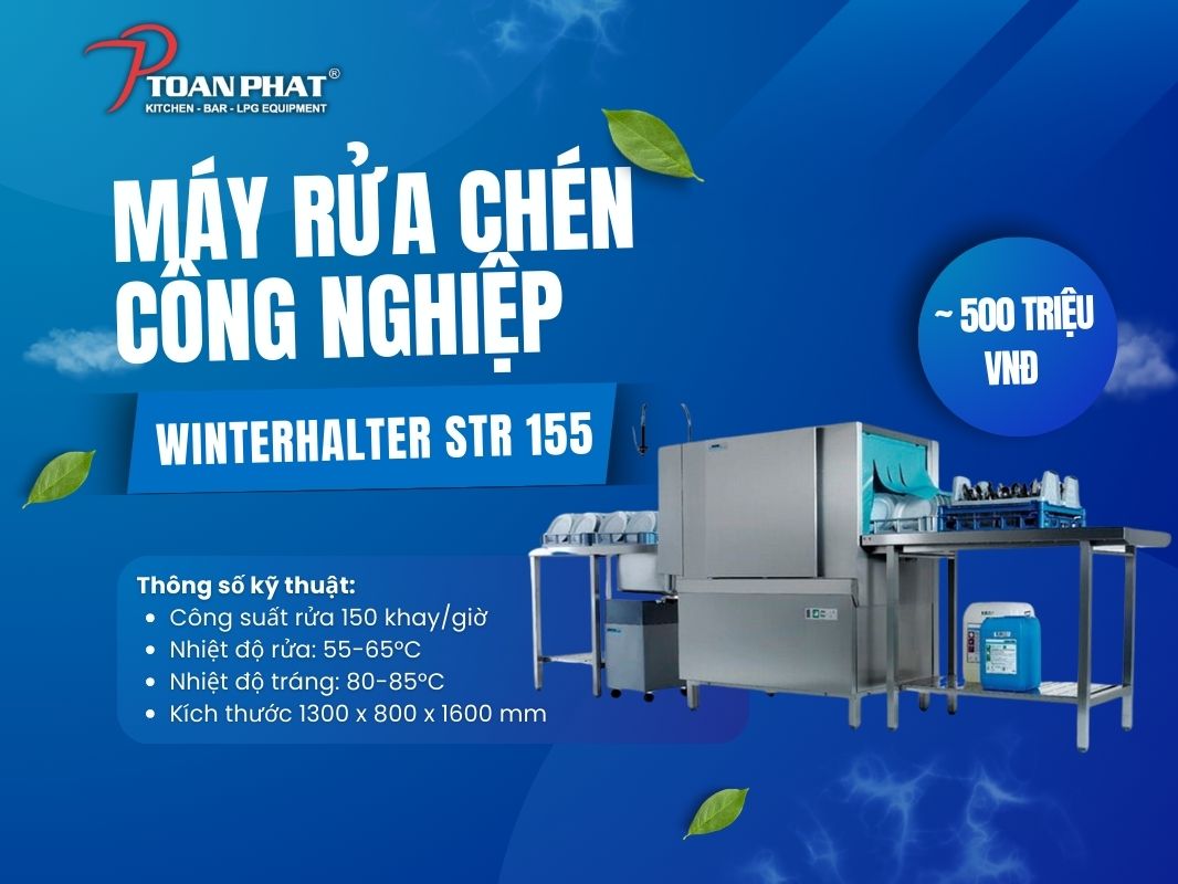 Máy rửa chén công nghiệp loại nào tốt nhất? Top 11 máy đáng mua tốt nhất hiện nay 13 Máy rửa chén công nghiệp băng chuyền WINTERHALTER STR 155