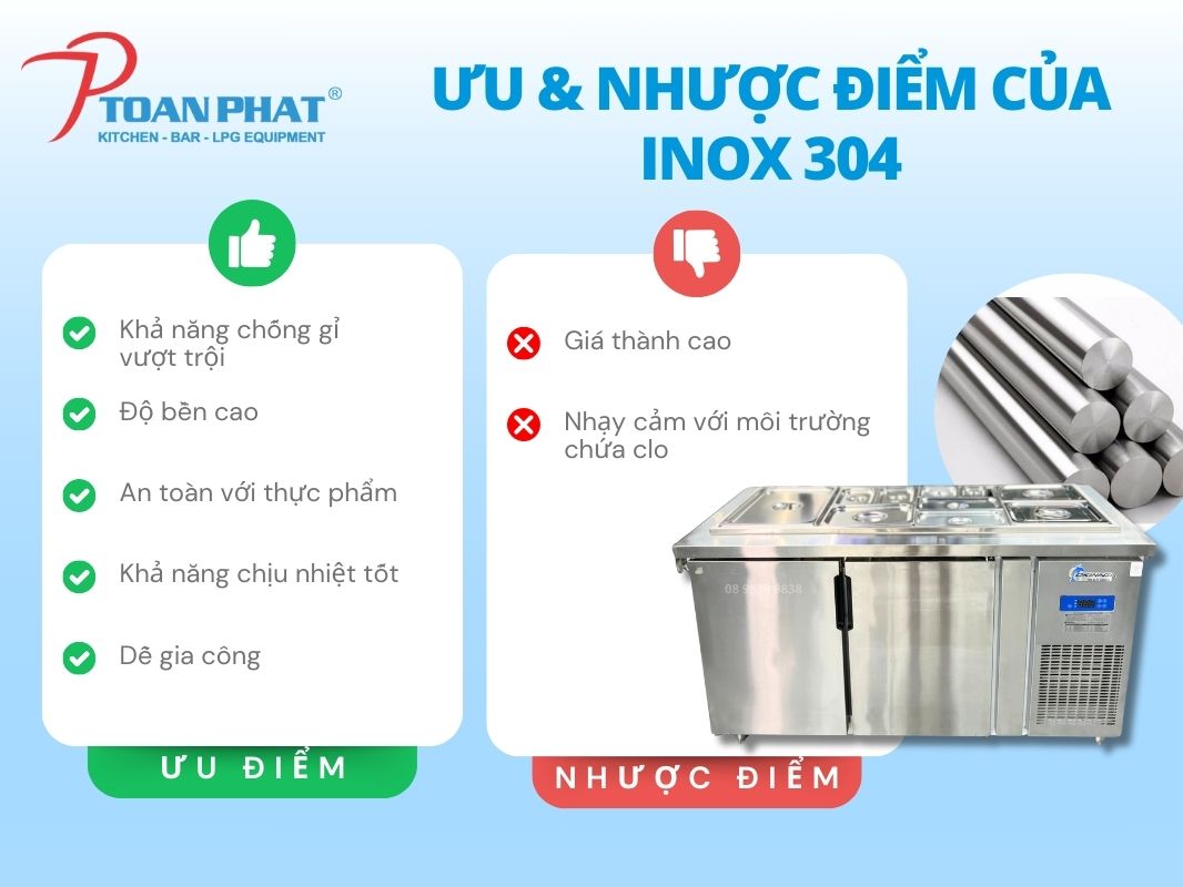 Nên mua dụng cụ bếp công nghiệp bằng inox 304 hay 201 hơn? 2 Ưu và nhược điểm của Inox 304