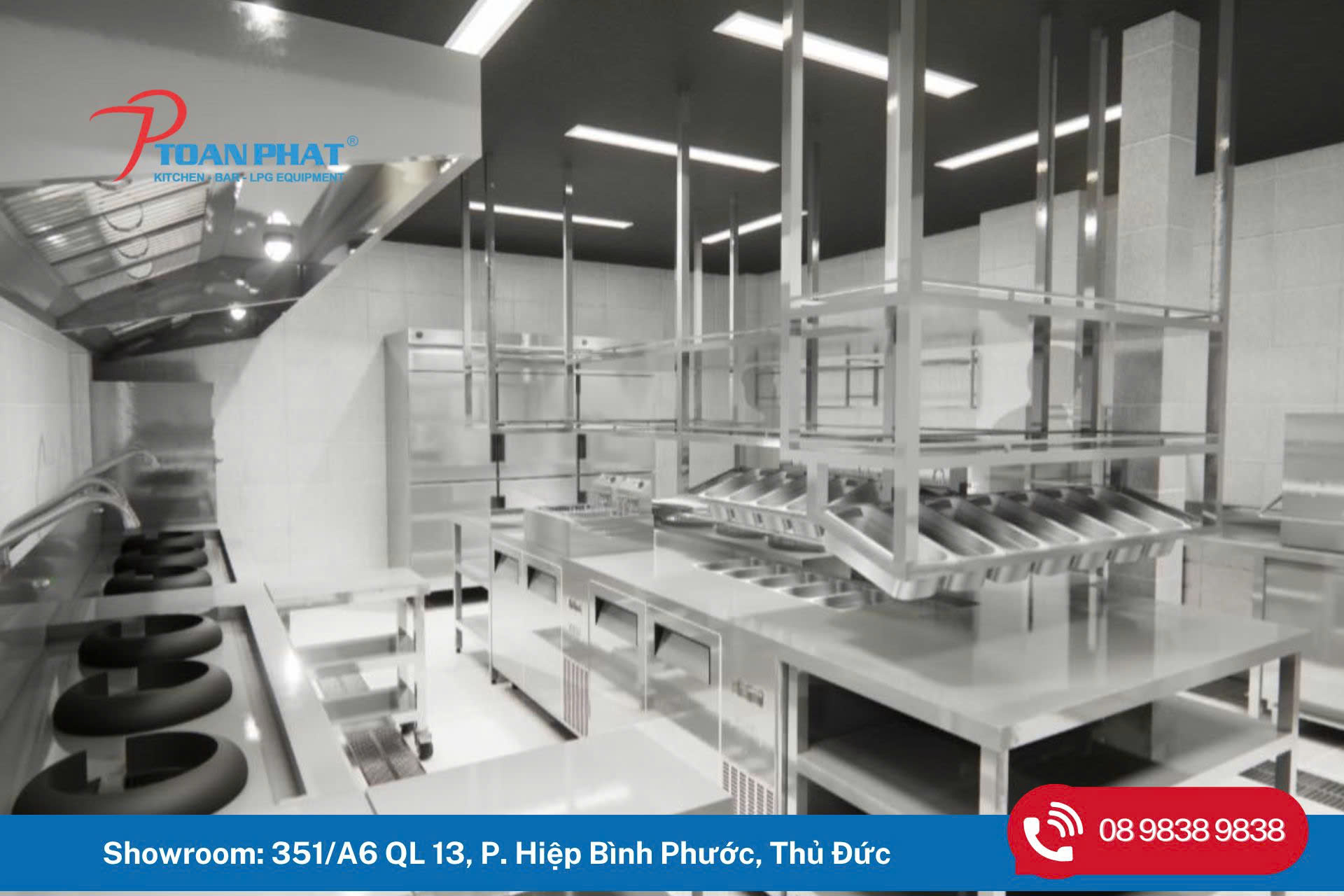 Dự án tiêu biểu: Toàn Phát thi công bếp quán ăn MaiKa 2 Thiết kế 3D khu bếp quán ăn Maika