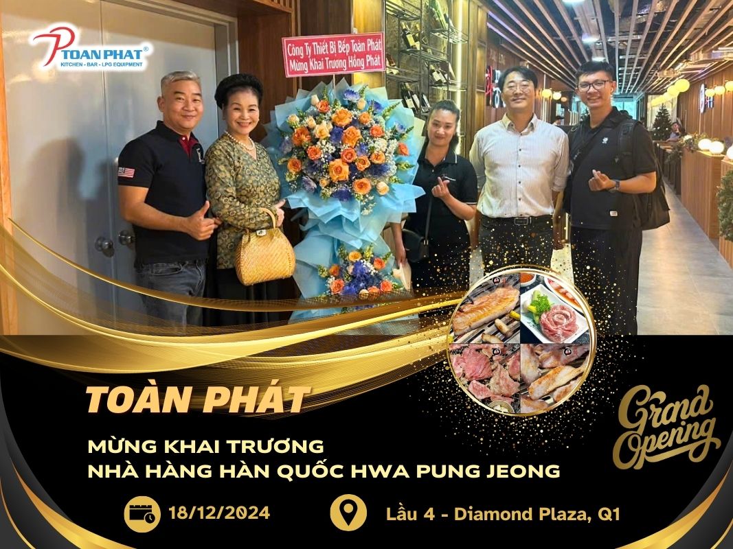 Dự Án Tiêu Biểu: Toàn Phát Thi Công Hệ Thống Hút Khói Tại Bàn Cho Nhà Hàng Hwa Pung Jeong Tại Diamond Plaza 4 Toàn Phát mừng khai trương nhà hàng Hwa Pung Jeong