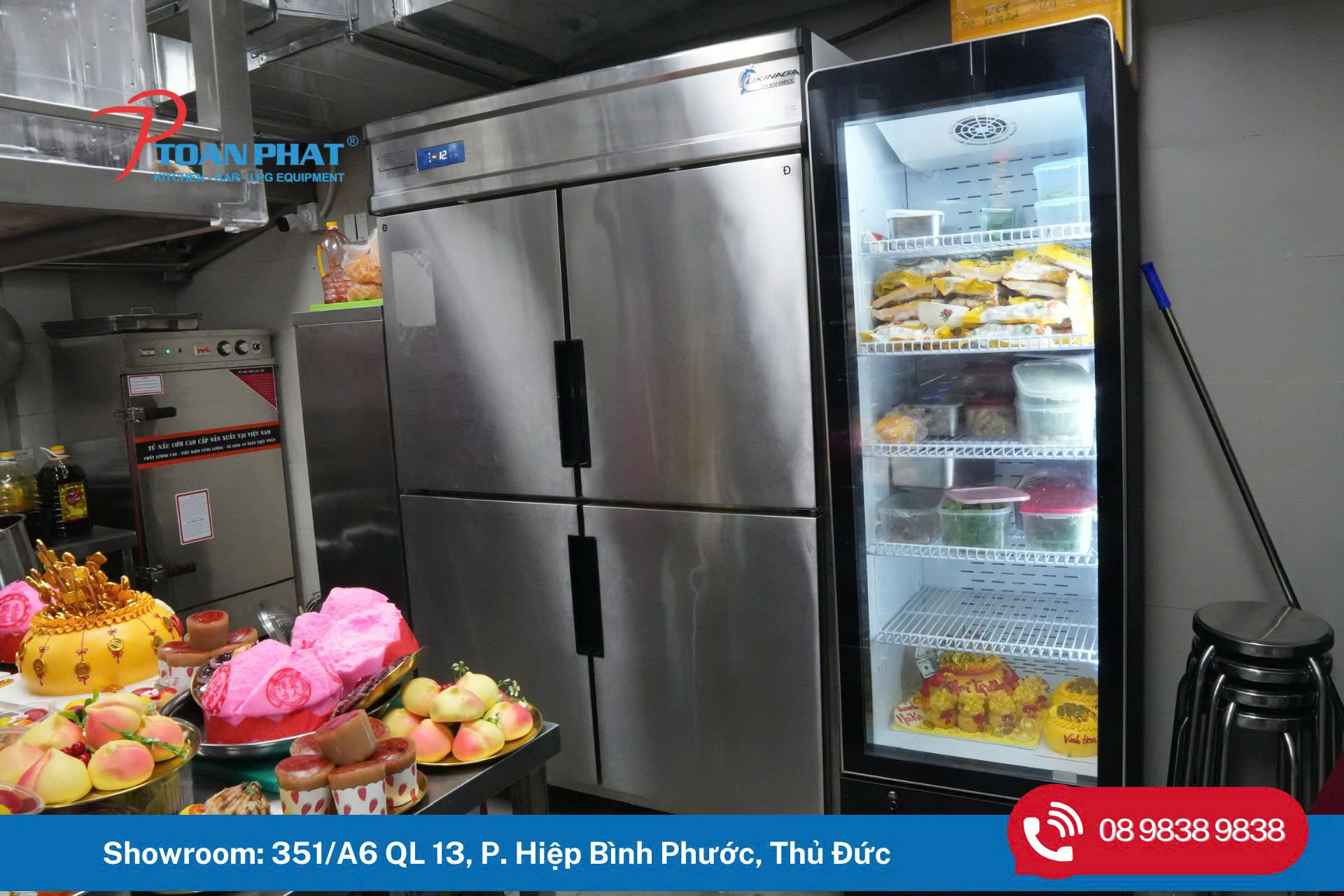Dự án tiêu biểu: Toàn Phát thi công bếp quán ăn MaiKa 4 Tủ đông 4 cánh Okinaga tại quán ăn Maika
