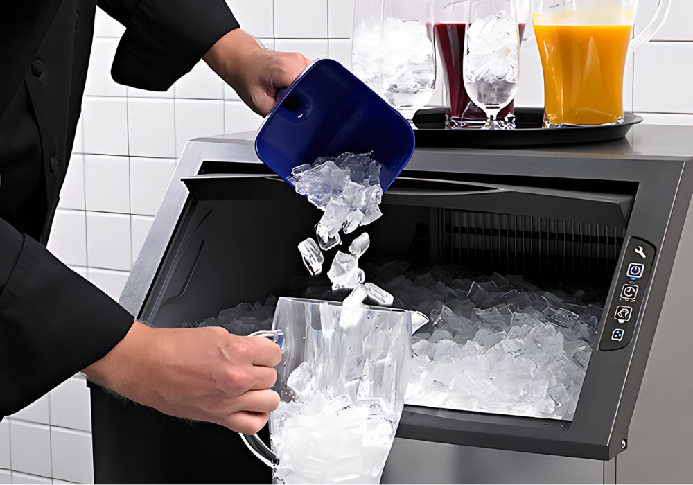 8 THIẾT BỊ KHÔNG THỂ THIẾU TRONG QUẦY BAR 3 Máy làm đá viên giúp tiết kiệm điện năng, đảm bảo an toàn vệ sinh thực phẩm
