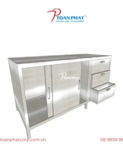 TỦ INOX CỬA LÙA 3 NGĂN KÉO