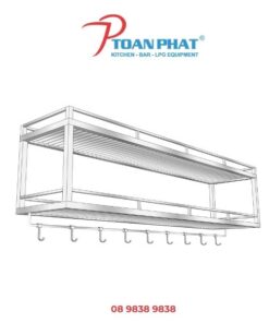 KỆ INOX TREO TƯỜNG CÓ MÓC TREO