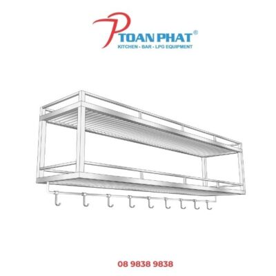 KỆ INOX TREO TƯỜNG CÓ MÓC TREO