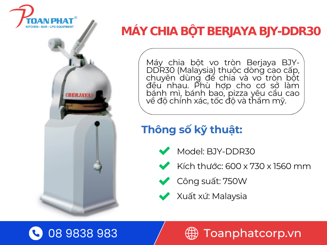 Máy chia bột vo tròn Berjaya BJY-DDR30