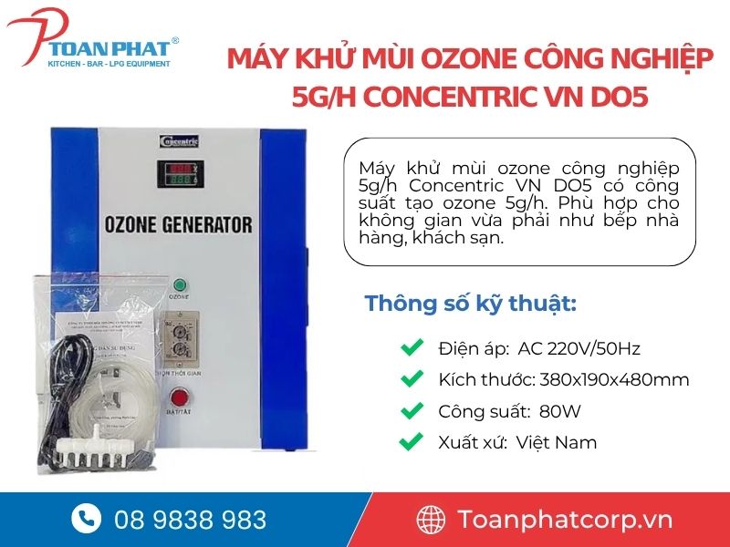 Máy khử mùi công nghiệp cao cấp, hiệu suất cao | Tiết kiệm điện 8 Máy khử mùi ozone công nghiệp 5g/h Concentric VN DO5