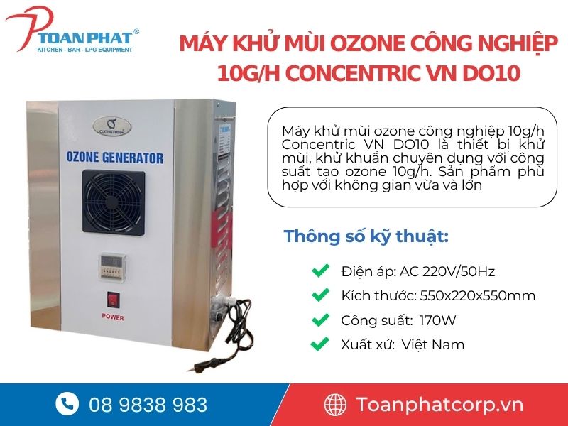 Máy khử mùi công nghiệp cao cấp, hiệu suất cao | Tiết kiệm điện 7 Máy khử mùi ozone công nghiệp 10g/h Concentric VN DO10