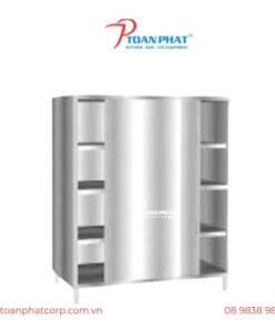 TỦ INOX BỐN TẦNG CỬA LÙA CÓ NGĂN GIỮA