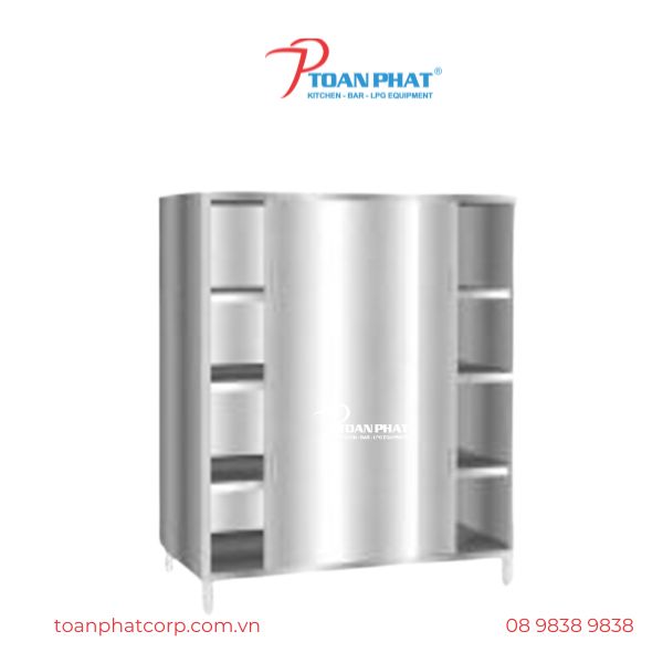 TỦ INOX BỐN TẦNG CỬA LÙA CÓ NGĂN GIỮA 2 Tủ inox bốn tầng cửa lùa có ngăn giữa