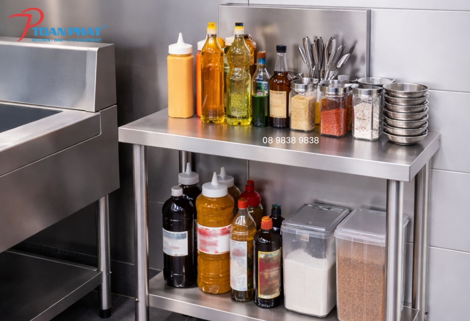 Kệ gia vị inox 2 tầng 4 ứng dụng của kệ gia vị inox 2 tầng