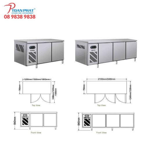 Các kích thước tủ lạnh phổ biến cho nhà hàng hiện nay 7 Kích thước bàn đông, bàn mát