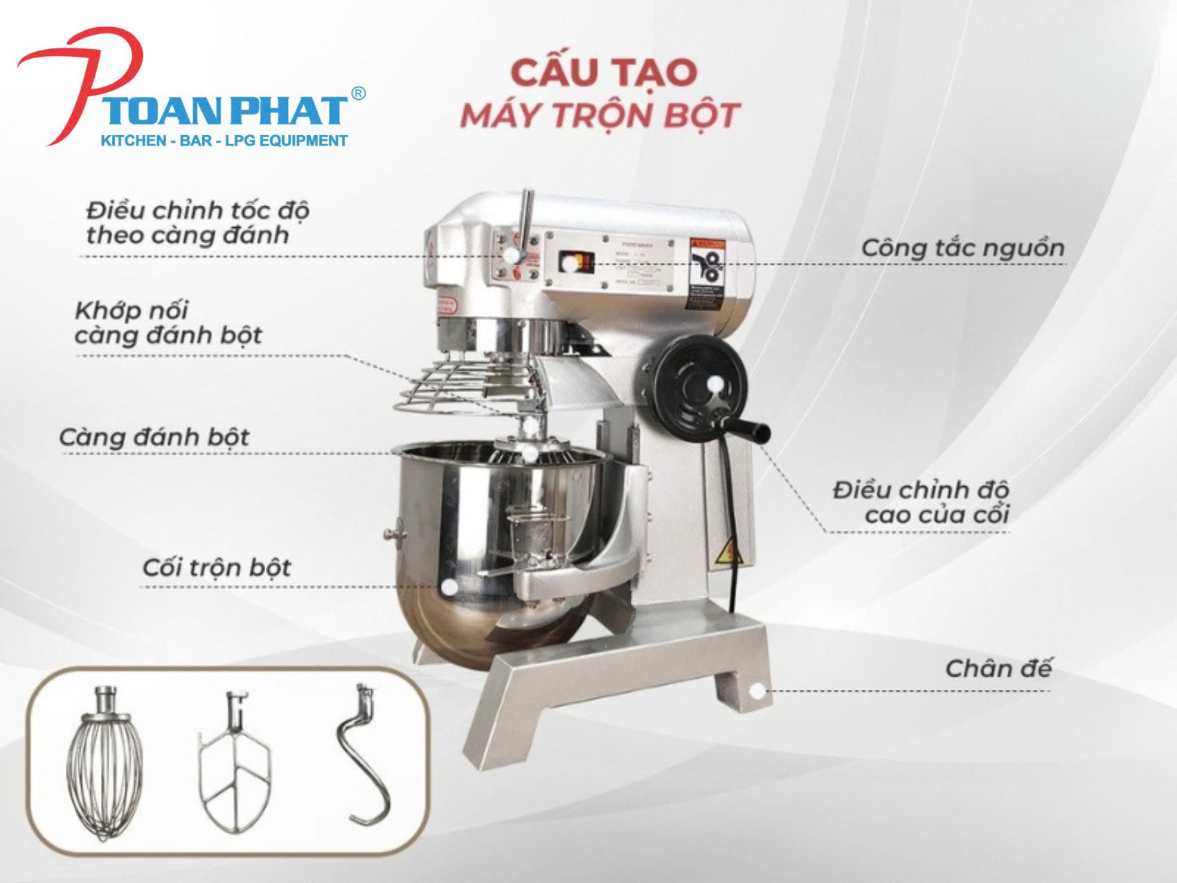 Cấu tạo của máy trộn bột