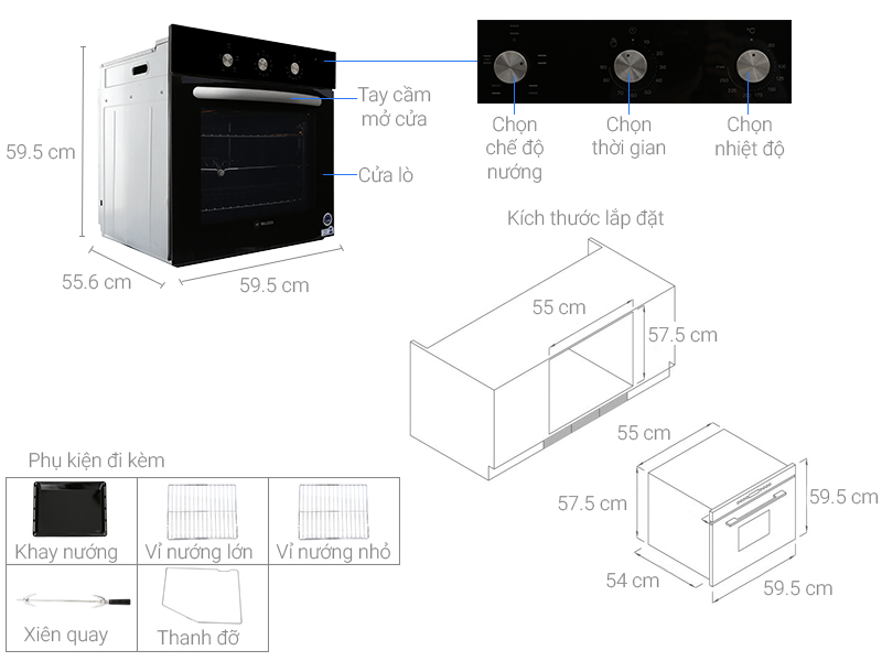 Các kích thước lò nướng tiêu chuẩn phổ biến mới nhất 2025 1 Kích thước lò nướng tiêu chuẩn phổ biến