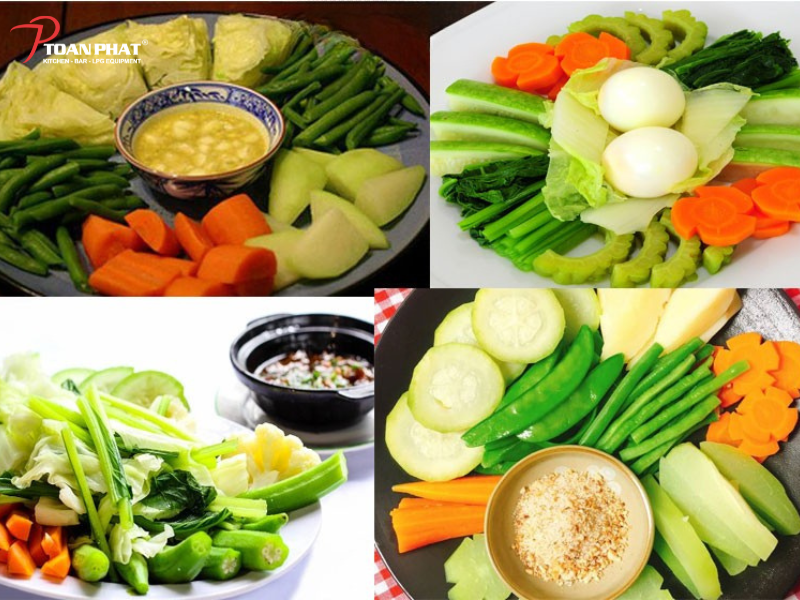 TỦ CƠM CÔNG NGHIỆP NGOÀI NẤU CƠM CÒN LÀM ĐƯỢC 10 MÓN NGON SAU 1 Rau củ được hấp chín bởi tủ cơm công nghiệp Toàn Phát