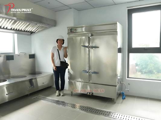 DỰ ÁN THIẾT KẾ BẾP CÔNG NGHIỆP CHO TRƯỜNG MẦM NON BCONS 5 Tủ hấp cơm công nghiệp
