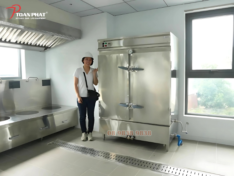 DỰ ÁN THIẾT KẾ BẾP CÔNG NGHIỆP CHO TRƯỜNG MẦM NON BCONS 5 Tủ hấp cơm công nghiệp