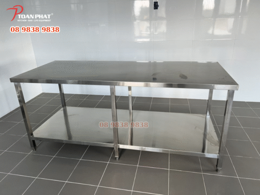 DỰ ÁN THIẾT KẾ BẾP CÔNG NGHIỆP CHO TRƯỜNG MẦM NON BCONS 7 Bàn inox 2 tầng