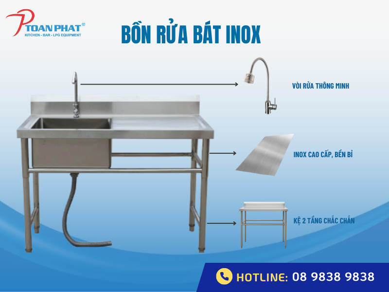 Danh sách thiết bị cần có khi mở quán phở đầy đủ nhất 8 Bồn rửa bát